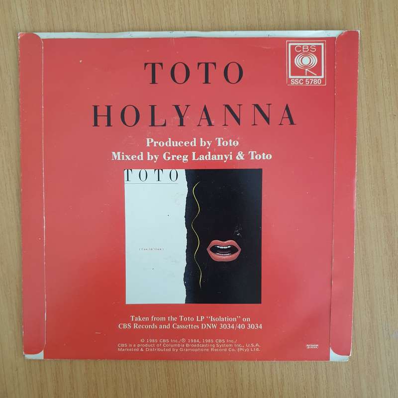 Toto  Holyanna - 7" Record - Very-Good+ Quality (VG+) (verygoodplus7) (DLB)