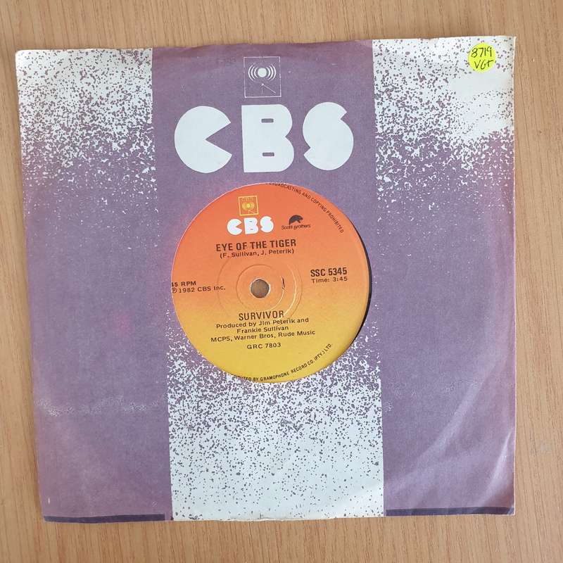Survivor  Eye Of The Tiger - 7" Record - Very-Good+ Quality (VG+) (verygoodplus7) (DLB)