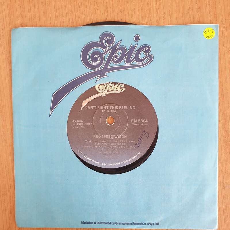 REO Speedwagon  Can't Fight This Feeling - 7" Record - Very-Good+ Quality (VG+) (verygoodplus7...