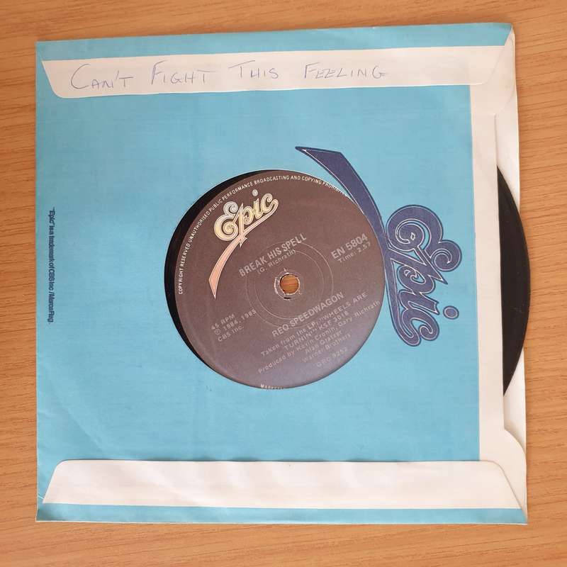 REO Speedwagon  Can't Fight This Feeling - 7" Record - Very-Good+ Quality (VG+) (verygoodplus7...