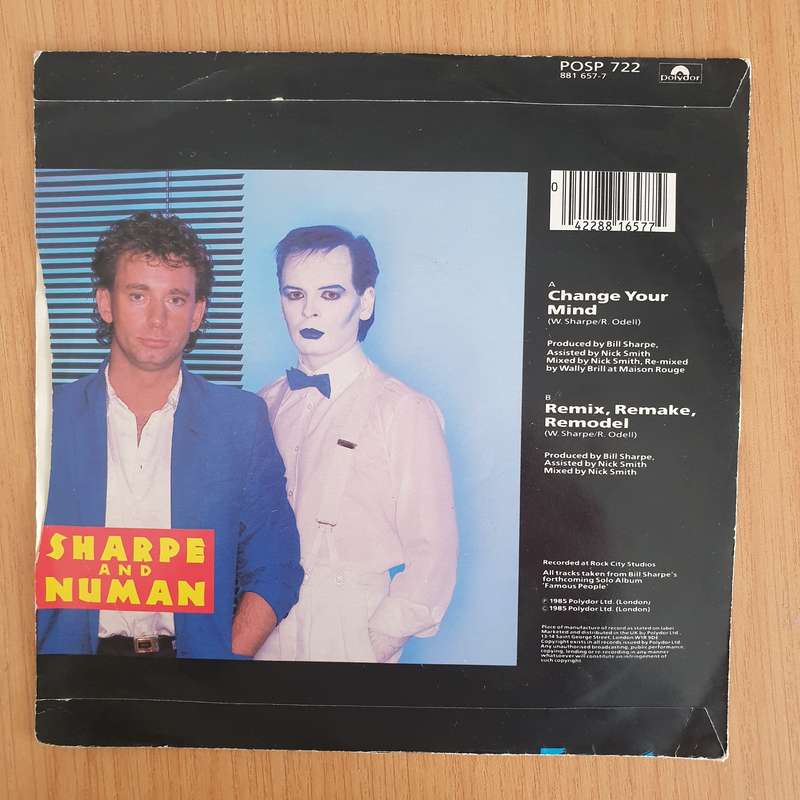 Sharpe And Numan  Change Your Mind - 7" Record - Very-Good+ Quality (VG+) (verygoodplus7) (DLB)