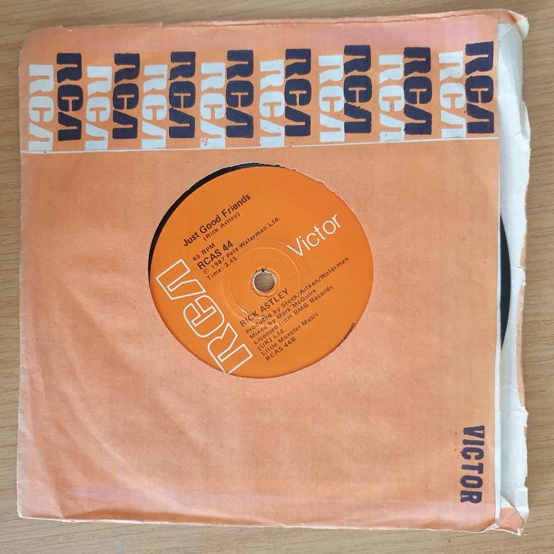 Rick Astley  Whenever You Need Somebody - 7" Record - Very-Good+ Quality (VG+) (verygoodplus7)...