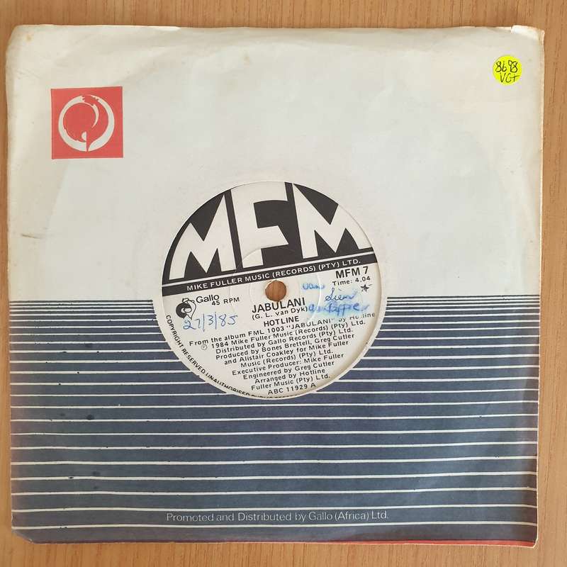 Hotline  Jabulani - 7 Record - Very-Good+ Quality (VG+) (verygoodplus7) (DLB)