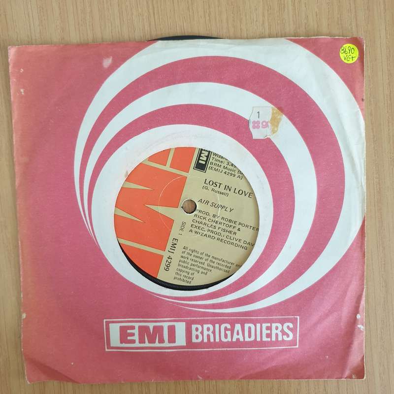 Air Supply  Lost In Love / I Can't Get Excited - 7 Record - Very-Good+ Quality (VG+) (veryg...