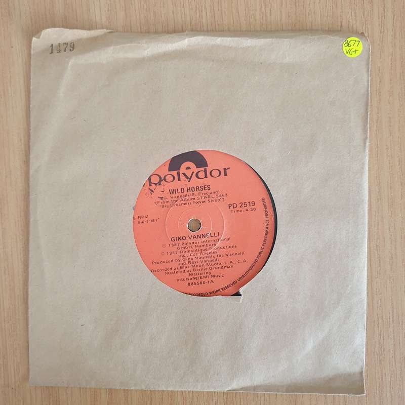 Gino Vannelli  Wild Horses - 7 Record - Very-Good+ Quality (VG+) (verygoodplus7) (DLB)