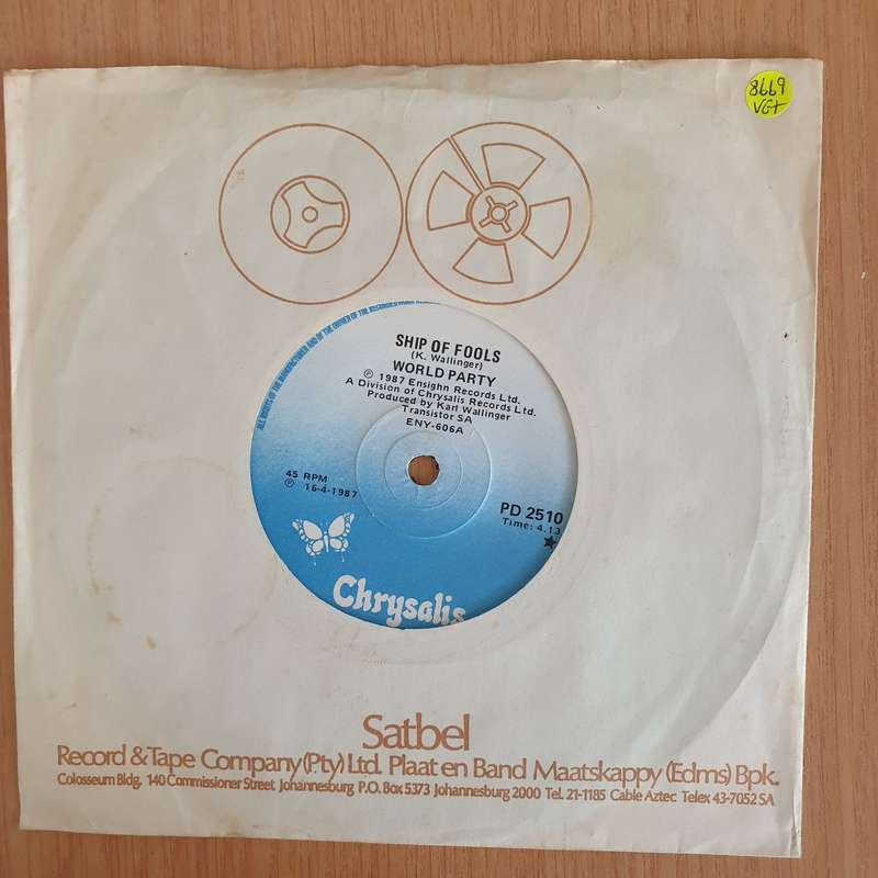 World Party  Ship Of Fools - 7 Record - Very-Good+ Quality (VG+) (verygoodplus7) (DLB)