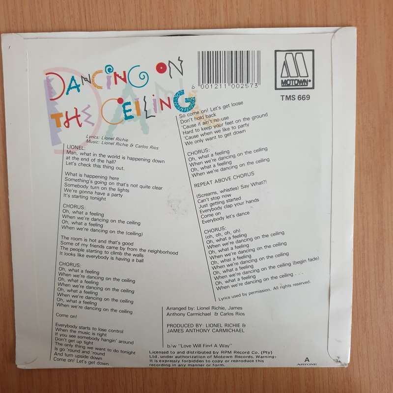 Lionel Richie  Dancing On The Ceiling - 7" Vinyl Record  (VG+) (DLB)