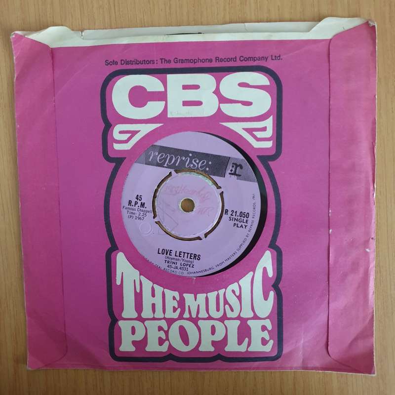 Trini Lopez  Love Letters - 7" Vinyl Record  (VG) (DLB)