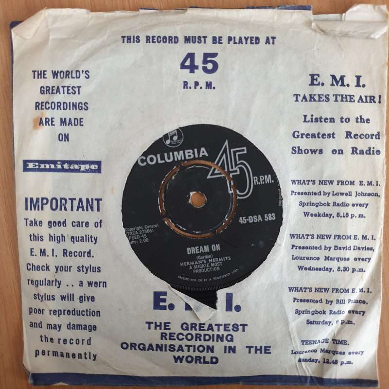 Herman's Hermits  Wonderful World - 7" Vinyl Record  (VG) (DLB)