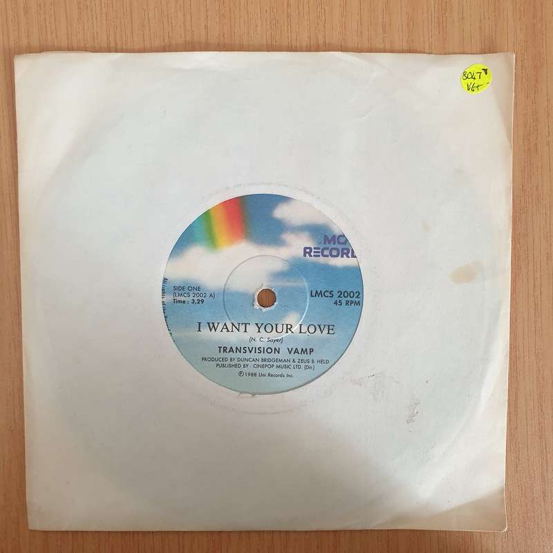 Transvision Vamp  I Want Your Love- 7" Vinyl Record  (VG+) (DLB)