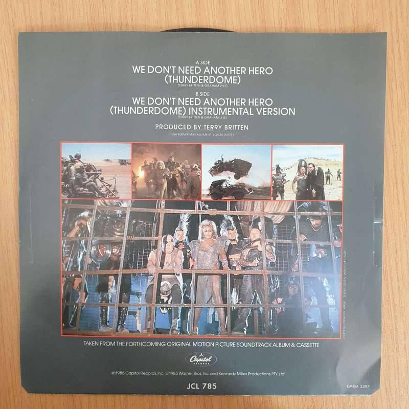 Tina Turner  We Don't Need Another Hero (Thunderdome) - 7" Vinyl Record  (VG+) (DLB)