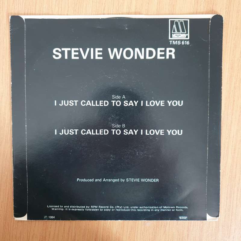 Stevie Wonder  I Just Called To Say I Love You - 7" Vinyl Record  (VG+) (DLB)