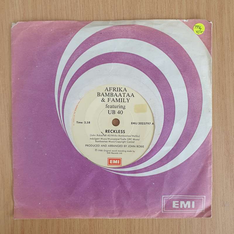 Afrika Bambaataa And Family Featuring UB40  Reckless - 7" Vinyl Record  (VG+) (DLB)