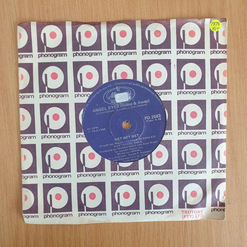 Wet Wet Wet  Angel Eyes (Home And Away) - 7" Vinyl Record  (VG+) (DLB)