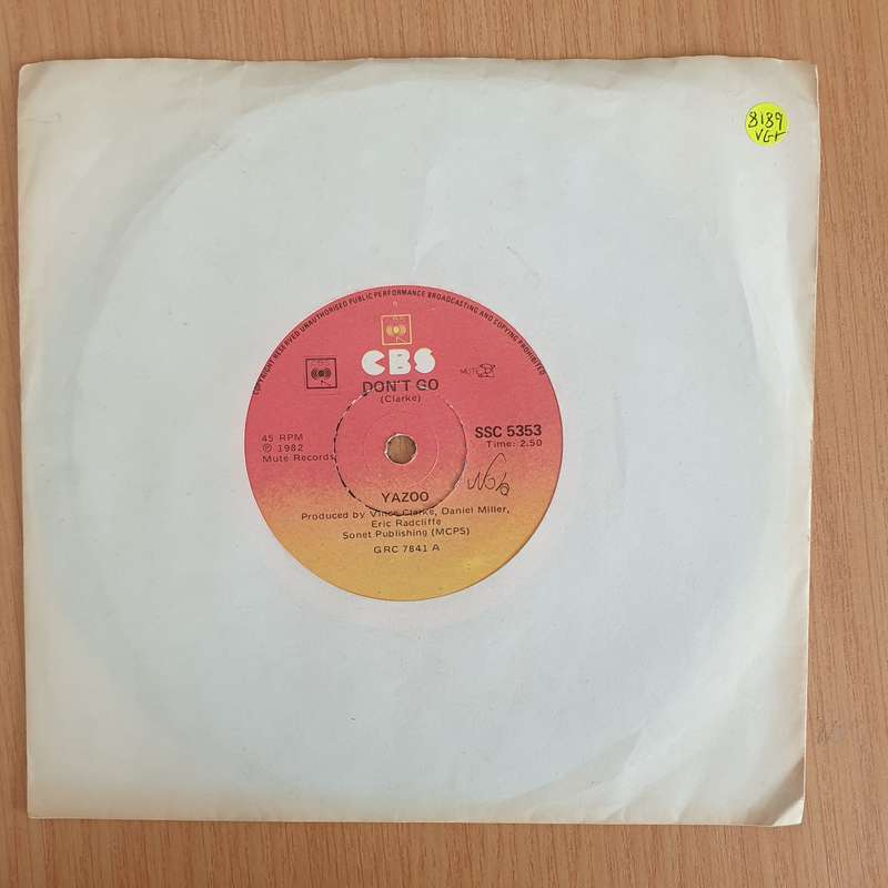 Yazoo  Don't Go - Vinyl 7" Record - Very-Good+ Quality (VG+)