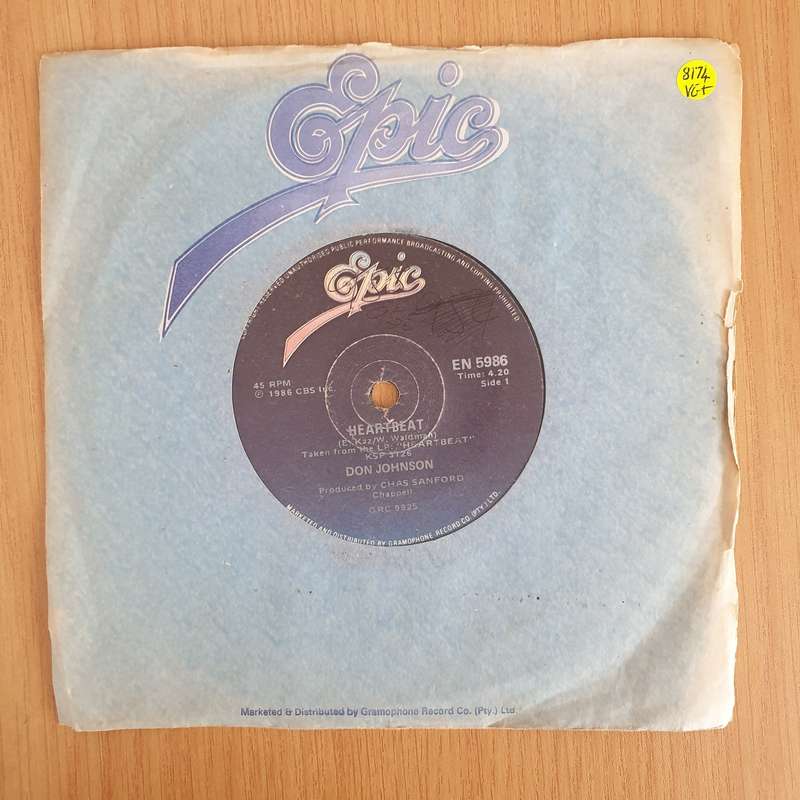Don Johnson  Heart Beat   - Vinyl 7" Record (VG+)