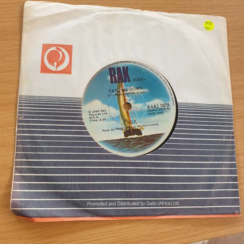 Exile   Take Me Down- Vinyl 7" Record  (VG+)