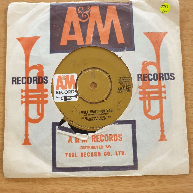 Herb Alpert & The Tijuana Brass  I Will Wait for You - Vinyl 7" Record (VG+)