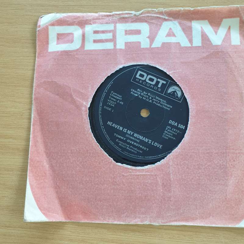 Tommy Overstreet  Heaven Is My Woman's Love - Vinyl 7" Record  (VG+)