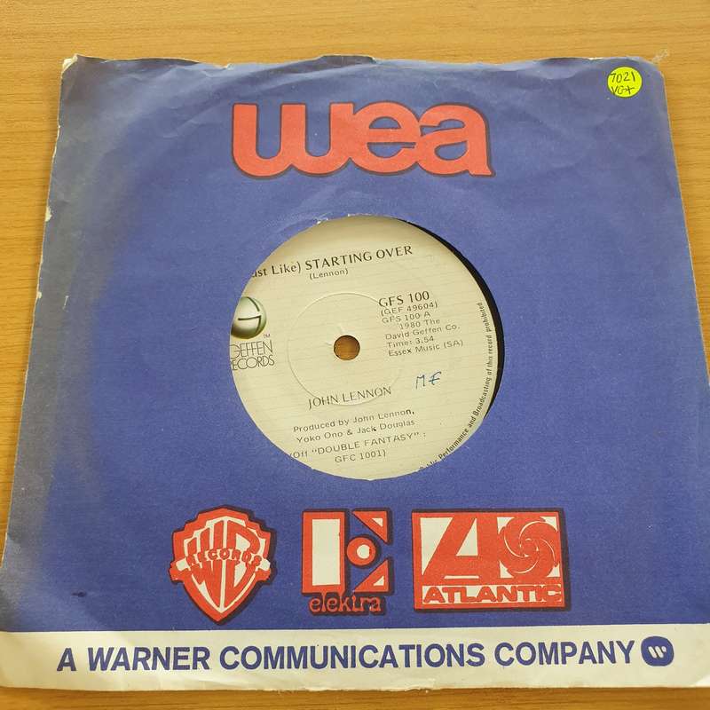 John Lennon  (Just Like) Starting Over - Vinyl 7" Record  (VG+)