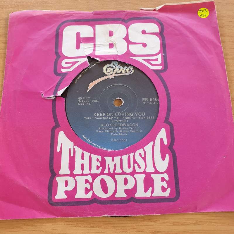REO Speedwagon  Keep On Loving You / Follow My Heart   - Vinyl 7" Record  (VG+)