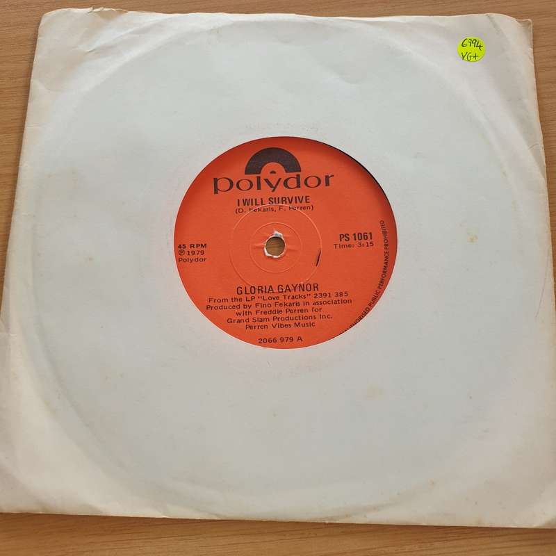 Gloria Gaynor  I Will Survive - Vinyl 7" Record  (VG+)