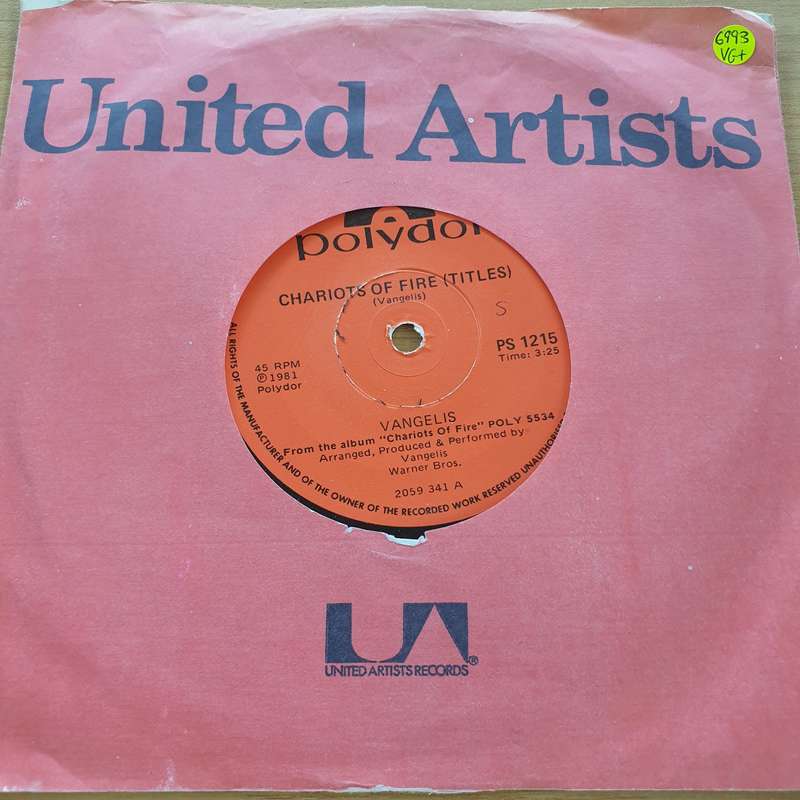 Vangelis  Chariots Of Fire (Titles)  - Vinyl 7" Record  (VG+)