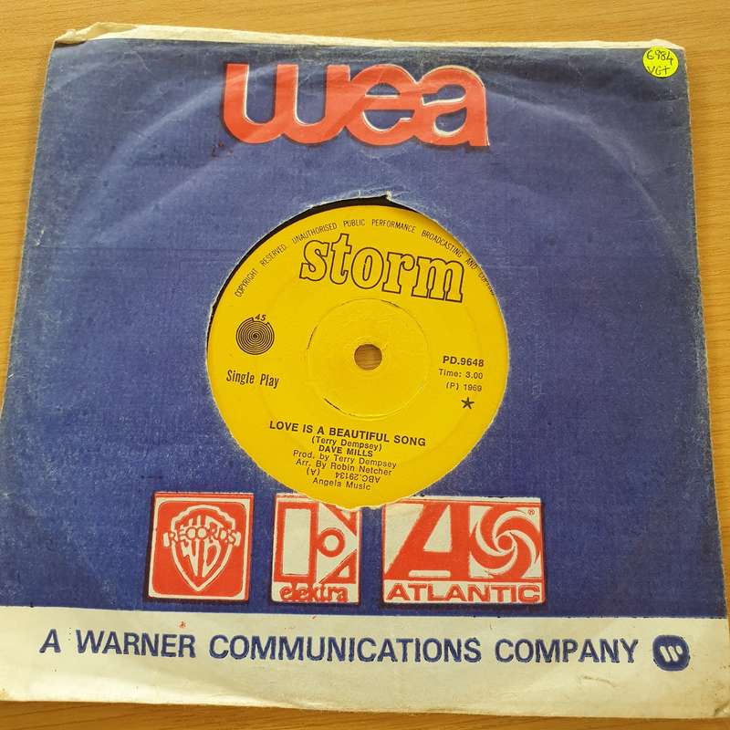 Dave Mills  Love Is A Beautiful Song / Make Believe - Vinyl 7" Record  (VG+)