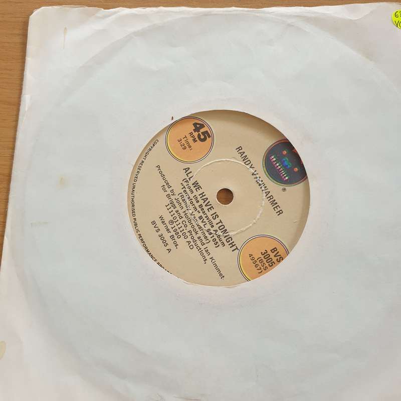Randy Vanwarmer  All We Have Is Tonight - Vinyl 7" Record  (VG+)