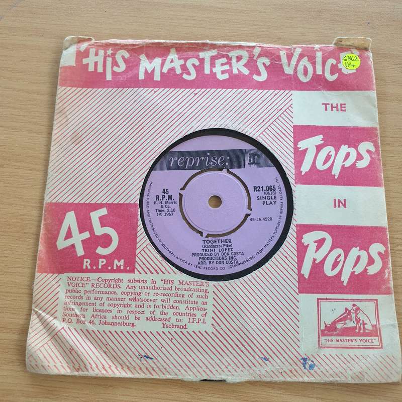 Trini Lopez  I Wanna Be Free / Together - Vinyl 7" Record  (VG+)