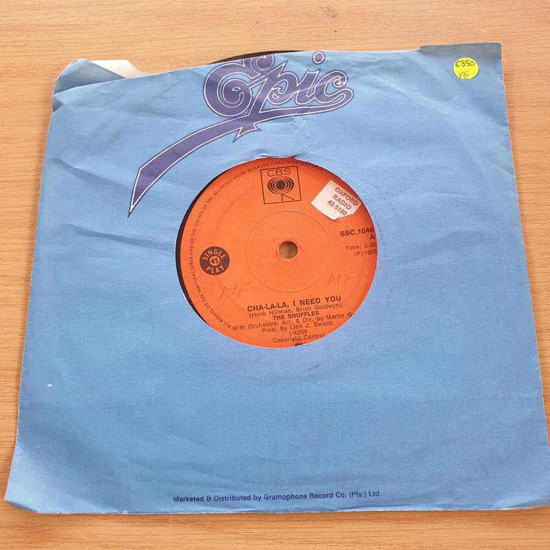 The Shuffles  Cha-La-La, I Need You - Vinyl 7" Record  (VG)