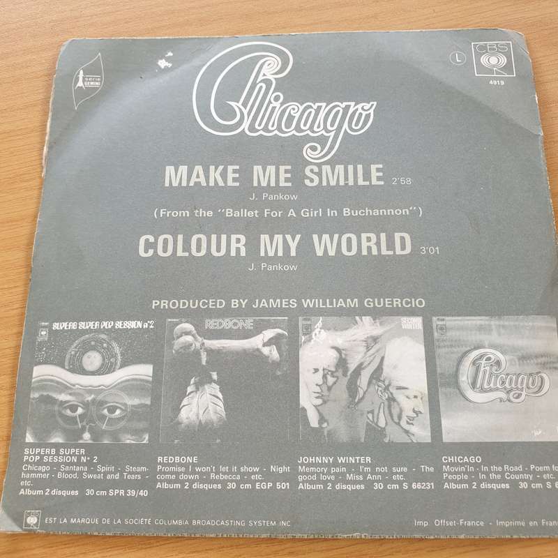 Chicago  Make Me Smile - Vinyl 7" Record  (VG+)