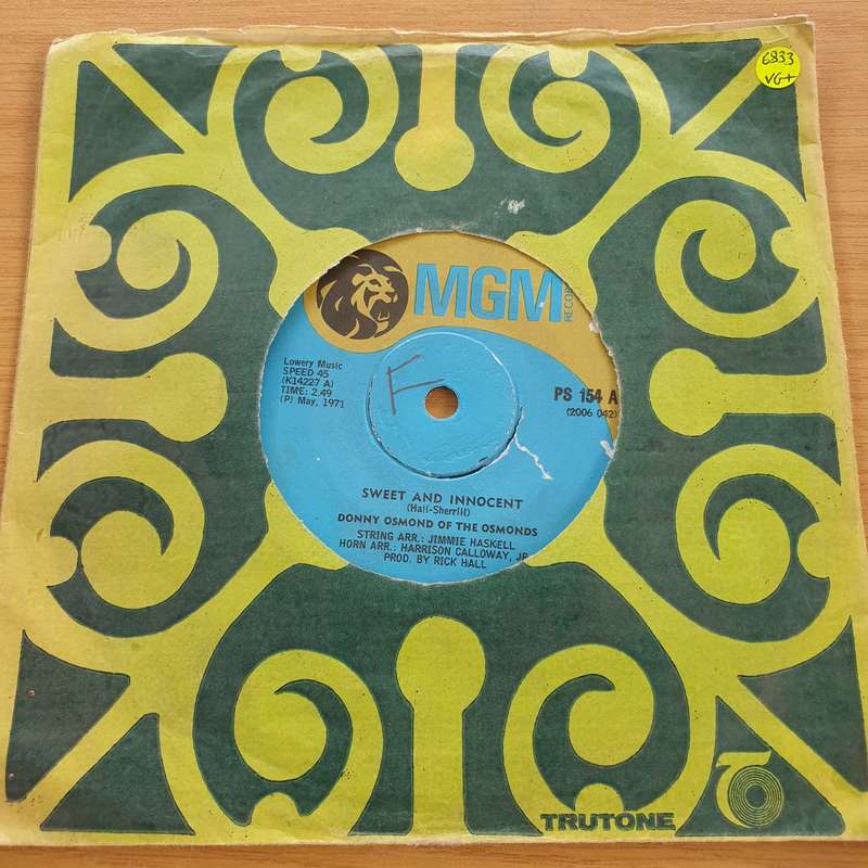 Donny Osmond  Sweet And Innocent - Vinyl 7" Record  (VG+)