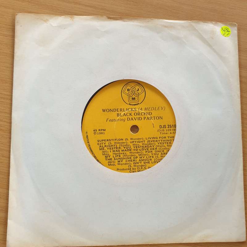 Black Orchid  Featuring David Parton  Wonderlicks  - Vinyl 7" Record (VG+)