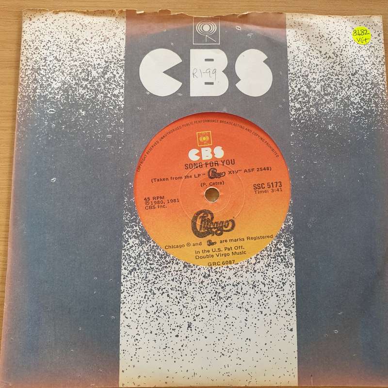 Chicago  Song For You / American Dream  - Vinyl 7" Record (VG+)