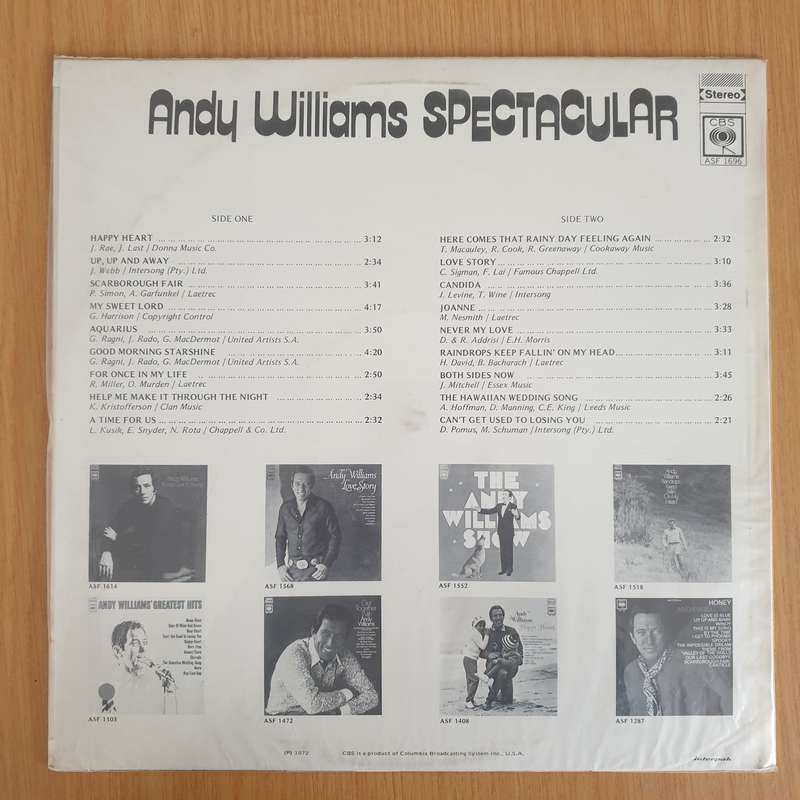 Andy Williams - Spectacular  Vinyl LP Record - Very-Good+ Quality (VG+) (verygoodplus)