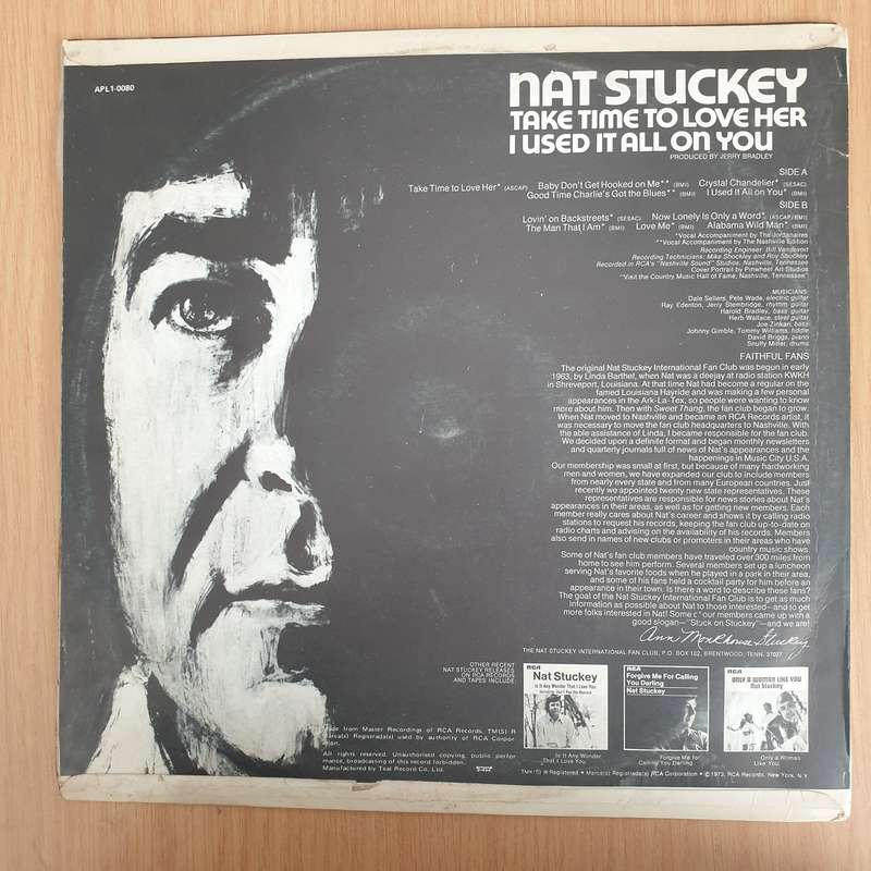 Nat Stuckey  Take Time To Love Her / I Used It All On You  Vinyl LP Record - Very-Good+ Qua...