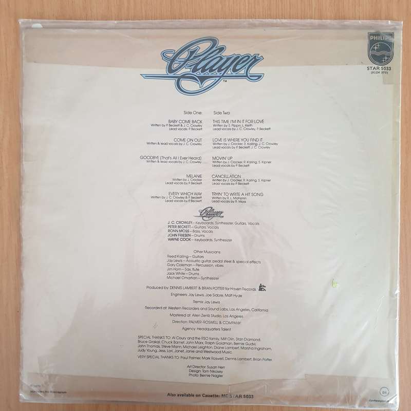 Player  Player  Vinyl LP Record - Very-Good- Quality (VG-) (minus)