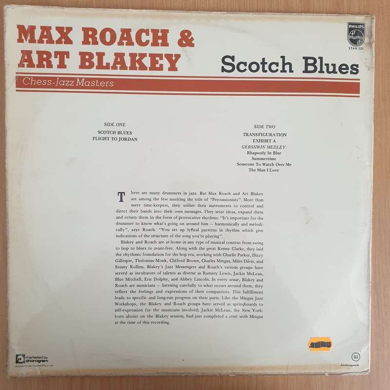 Art Blakely & Max Roach - Scotch Blues  Vinyl LP Record - Very-Good+ Quality (VG+) (verygoodplus)