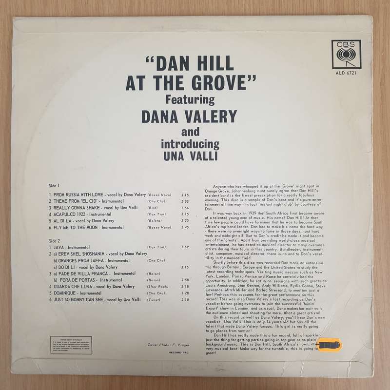 Dan Hill, Dana Valery, Una Valli  Dan Hill At The Grove  Vinyl LP Record - Very-Good+ Quali...