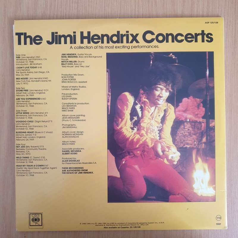 Jimi Hendrix  The Jimi Hendrix Concerts - Double Vinyl LP Record - Very-Good+ Quality (VG+) (v...