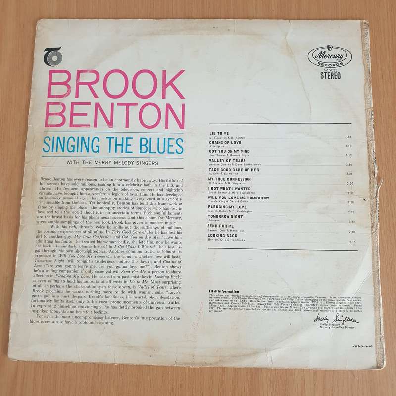 Brook Benton  Lie To Me - Brook Benton Singing The Blues  - Vinyl LP Record  - Fair/Good Qu...