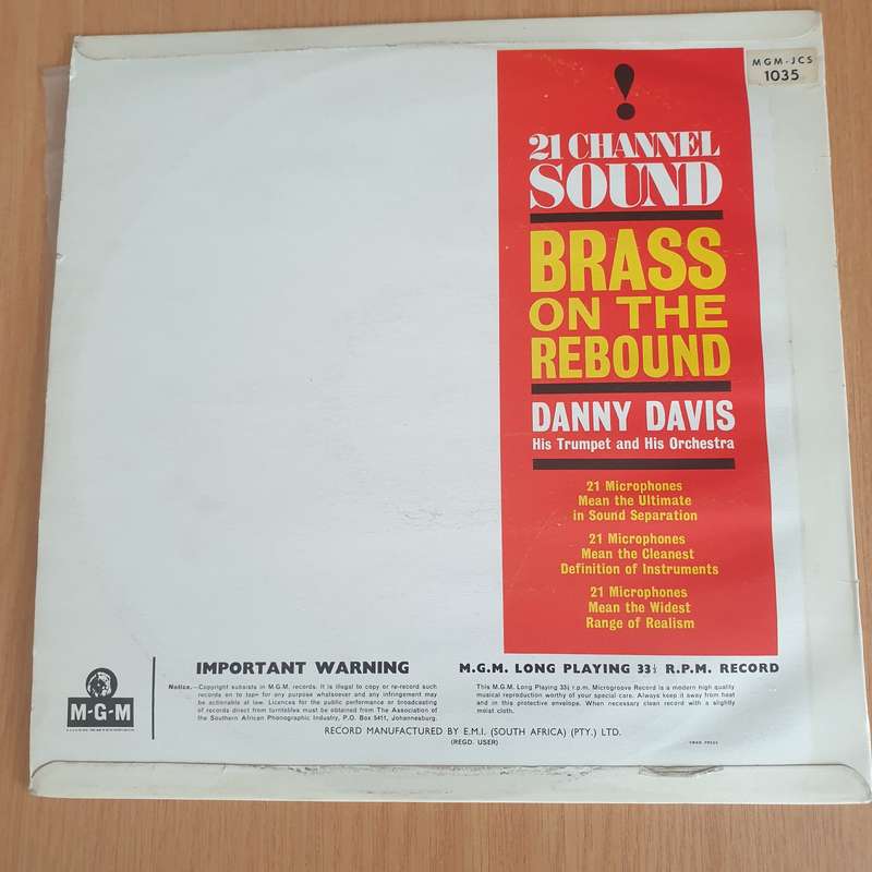 Danny Davis, His Trumpet And His Orchestra  Brass On The Rebound - Vinyl LP Record - Very-Good...