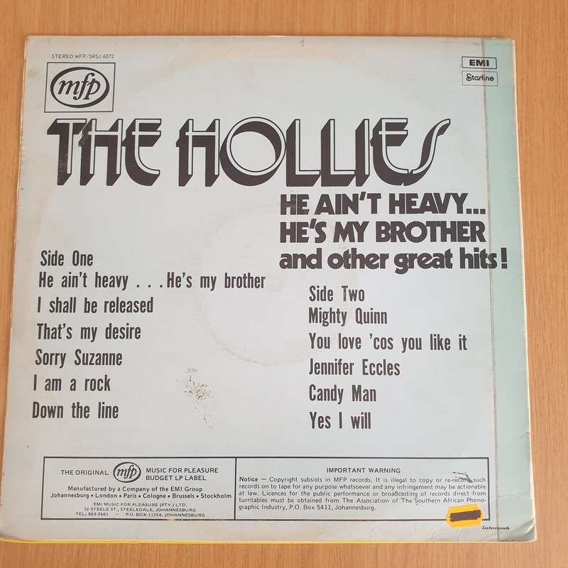 The Hollies  He Ain't Heavy, He's My Brother - Vinyl LP Record - Very-Good+ Quality (VG+) (...