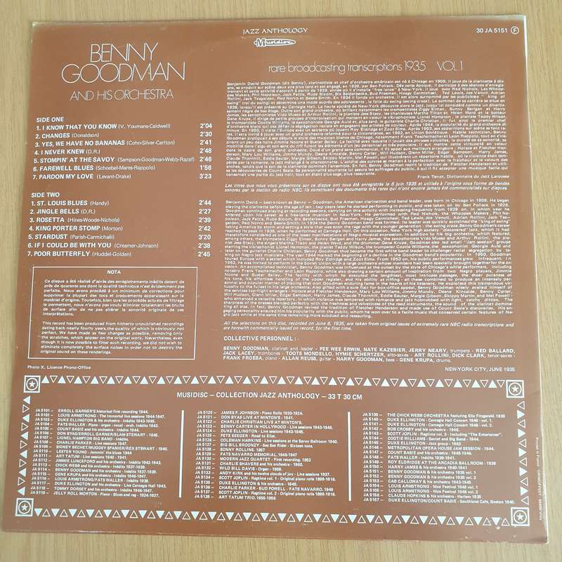 Benny Goodman And His Orchestra  Rare Broadcasting Transcriptions 1935 Vol. 1 - Vinyl LP Recor...