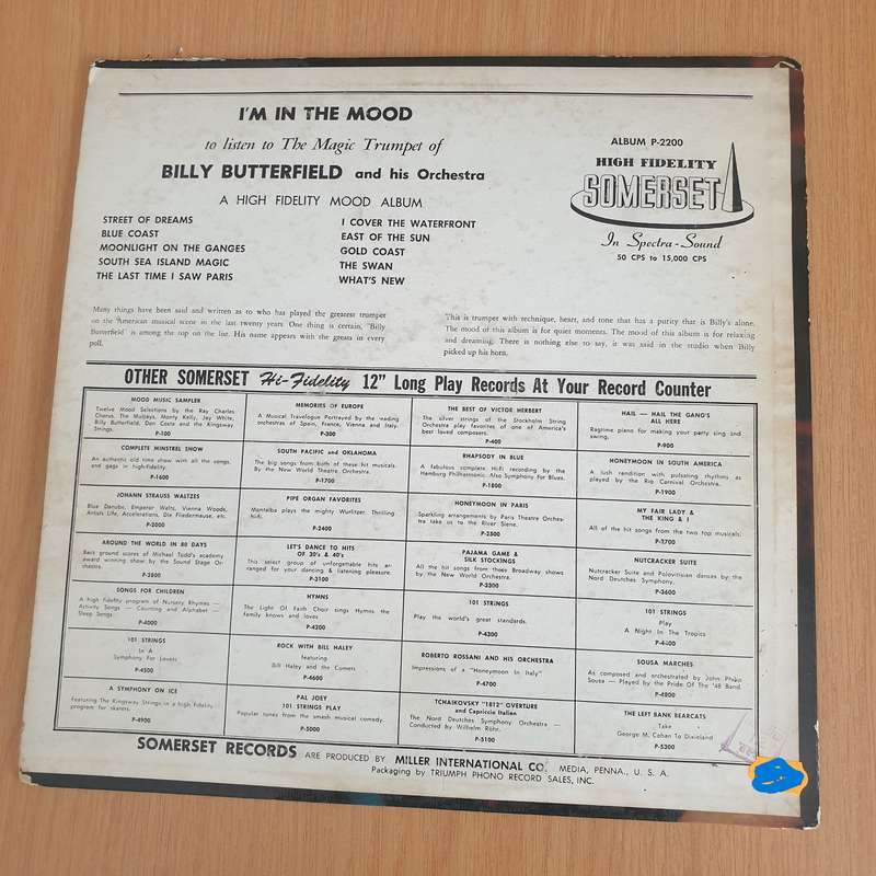 Billy Butterfield And His Orchestra  I'm In The Mood - Vinyl LP Record - Very-Good+ Quality (V...