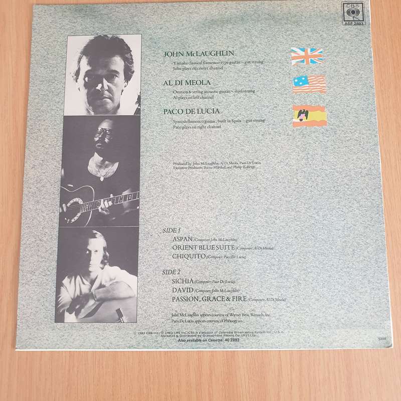 John McLaughlin, Al Di Meola, Paco De Lucia  Passion, Grace & Fire - Vinyl LP Record - Very-Go...