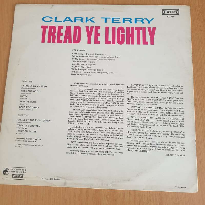 Clark Terry  Tread Ye Lightly - Vinyl LP Record - Very-Good+ Quality (VG+) (verygoodplus) (D)