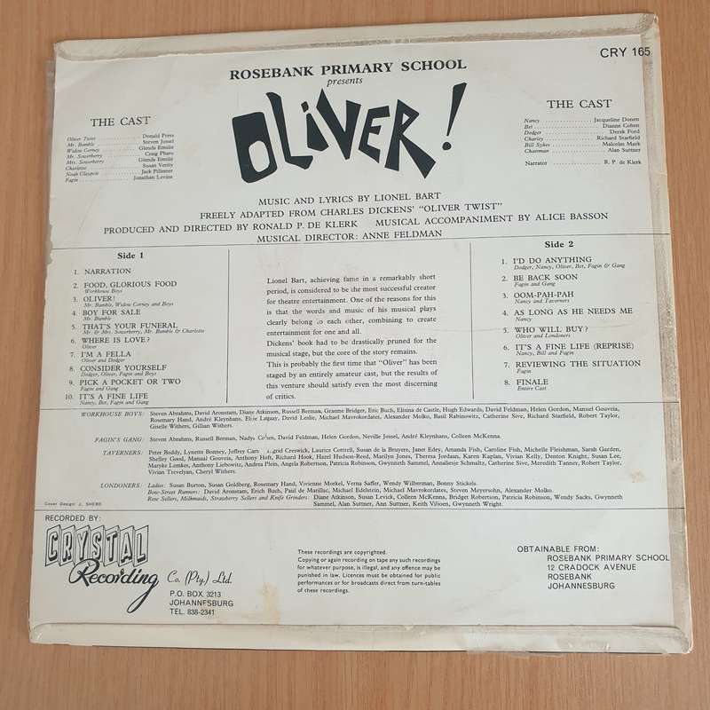 Oliver - A Rosebank Primary School Production - Vinyl LP Record - Very-Good+ Quality (VG+) (veryg...