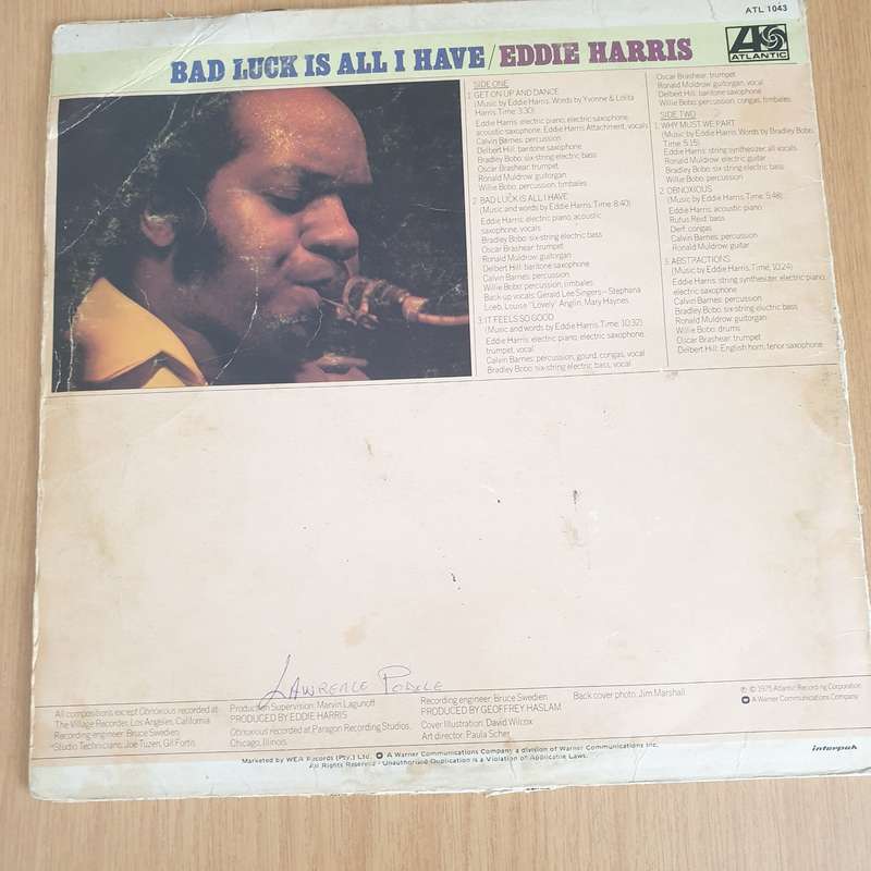 Eddie Harris  Bad Luck Is All I Have - Vinyl LP Record - Good+ Quality (G+) (gplus)